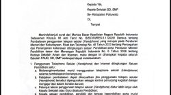 Disdikbud Pohuwato Terbitkan Edaran Pembatasan Handphone untuk Peserta Didik SD dan SMP